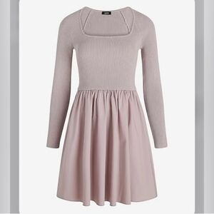Express Ribbed Square Neck Mini Poplin Dress Size Medium